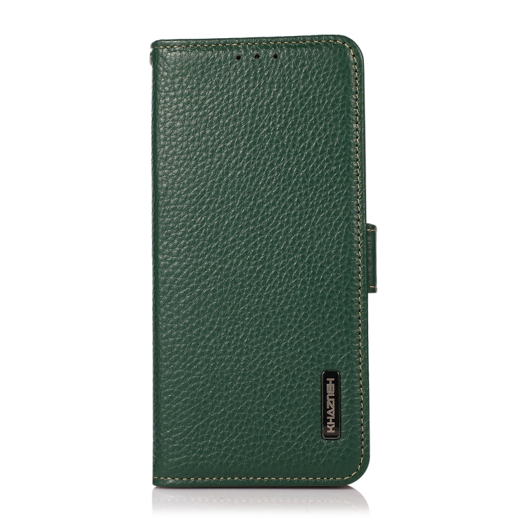 For iPhone 16 Pro KHAZNEH Side-Magnetic Litchi Genuine Leather RFID Case(Green) - iPhone 16 Pro Cases by PMC Jewellery | Online Shopping South Africa | PMC Jewellery | Buy Now Pay Later Mobicred