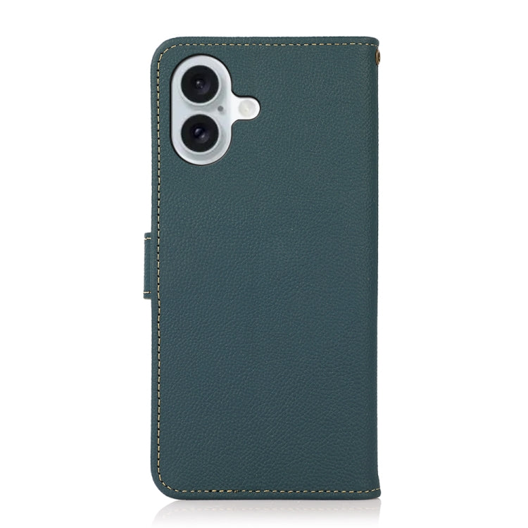 For iPhone 16 Plus KHAZNEH Custer Genuine Leather RFID Phone Case(Green) - iPhone 16 Plus Cases by PMC Jewellery | Online Shopping South Africa | PMC Jewellery | Buy Now Pay Later Mobicred