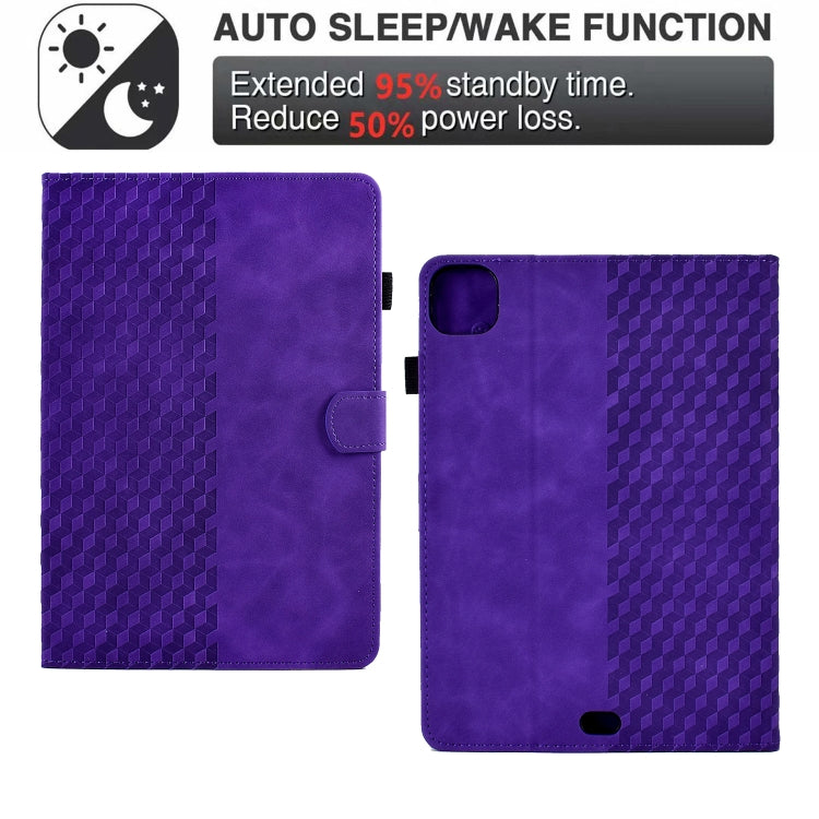 For iPad Pro 11 2024 Rhombus Embossed Leather Tablet Case(Purple) - iPad Pro 11 2024 Cases by PMC TechLife | Online Shopping South Africa | PMC TechLife | Buy Now Pay Later Mobicred
