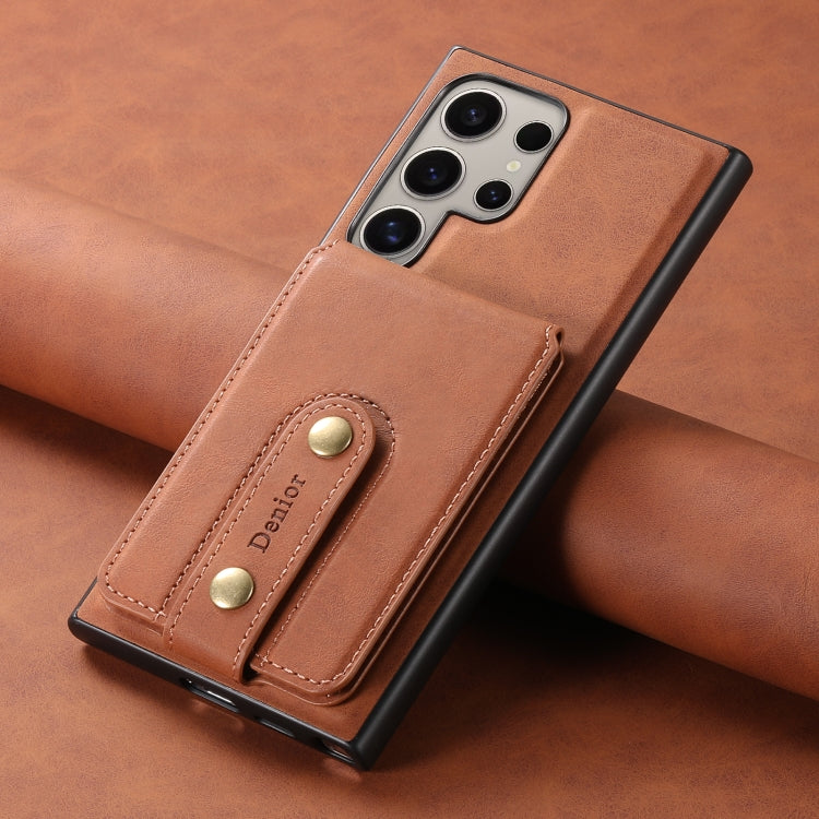 For Samsung Galaxy S24 Ultra 5G Denior D14 NK Retro Pattern MagSafe Magnetic Card Holder Leather Phone Case(Brown) - Galaxy S24 Ultra 5G Cases by Denior | Online Shopping South Africa | PMC Jewellery | Buy Now Pay Later Mobicred