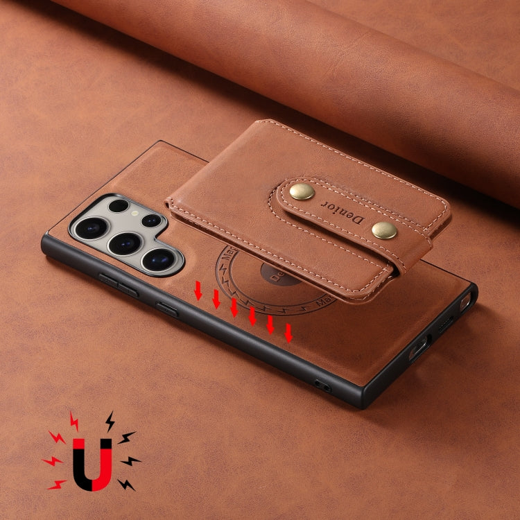 For Samsung Galaxy S24 Ultra 5G Denior D14 NK Retro Pattern MagSafe Magnetic Card Holder Leather Phone Case(Brown) - Galaxy S24 Ultra 5G Cases by Denior | Online Shopping South Africa | PMC Jewellery | Buy Now Pay Later Mobicred