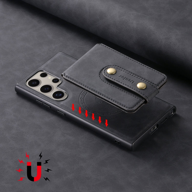 For Samsung Galaxy S24 Ultra 5G Denior D14 NK Retro Pattern MagSafe Magnetic Card Holder Leather Phone Case(Black) - Galaxy S24 Ultra 5G Cases by Denior | Online Shopping South Africa | PMC Jewellery | Buy Now Pay Later Mobicred