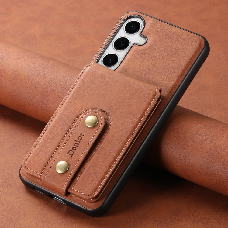 For Samsung Galaxy S24 5G Denior D14 NK Retro Pattern MagSafe Magnetic Card Holder Leather Phone Case(Brown) - Galaxy S24 5G Cases by Denior | Online Shopping South Africa | PMC Jewellery | Buy Now Pay Later Mobicred