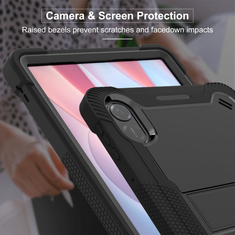 For Honor Pad X9 / X8 Pro Shockproof Silicone Hybrid PC Tablet Case with Holder(Black) - Honor by PMC TechLife | Online Shopping South Africa | PMC TechLife | Buy Now Pay Later Mobicred