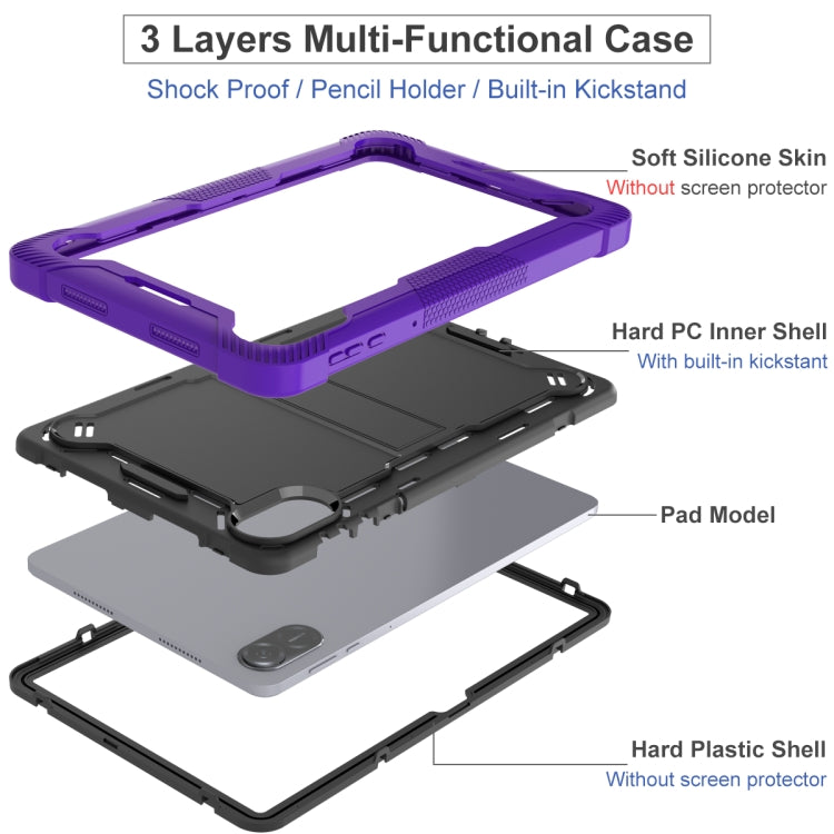 For Honor Pad X9 / X8 Pro Shockproof Silicone Hybrid PC Tablet Case with Holder(Black + Purple) - Honor by PMC TechLife | Online Shopping South Africa | PMC TechLife | Buy Now Pay Later Mobicred