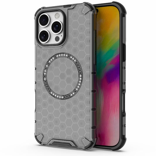 For iPhone 16 Pro Max Honeycomb Magnetic Ring Shockproof Phone Case(Black) - iPhone 16 Pro Max Cases by PMC Jewellery | Online Shopping South Africa | PMC Jewellery | Buy Now Pay Later Mobicred