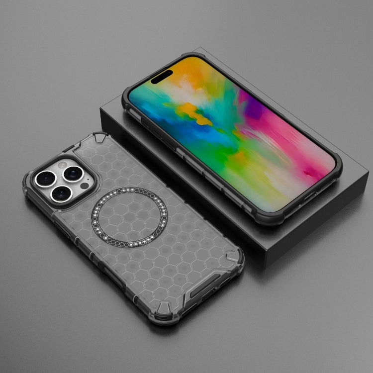 For iPhone 16 Pro Max Honeycomb Magnetic Ring Shockproof Phone Case(Black) - free shipping - PMC TechLife - Order now!