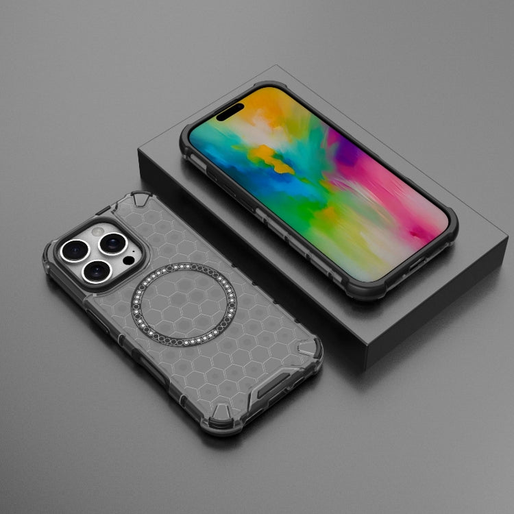 For iPhone 16 Pro Honeycomb Magnetic Ring Shockproof Phone Case(Black) - iPhone 16 Pro Cases by PMC TechLife | Online Shopping South Africa | PMC TechLife | Buy Now Pay Later Mobicred