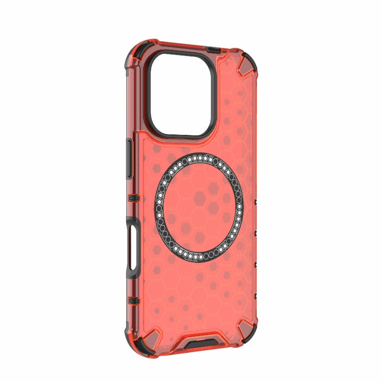 For iPhone 16 Pro Honeycomb Magnetic Ring Shockproof Phone Case(Red) - iPhone 16 Pro Cases by PMC TechLife | Online Shopping South Africa | PMC TechLife | Buy Now Pay Later Mobicred