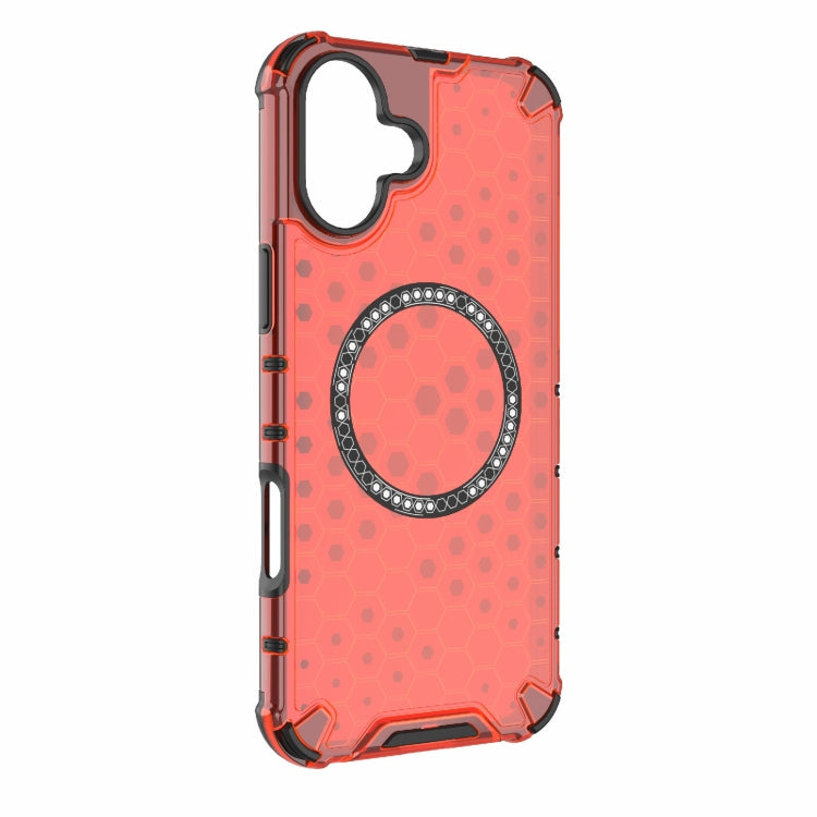 For iPhone 16 Plus Honeycomb Magnetic Ring Shockproof Phone Case(Red) - iPhone 16 Plus Cases by PMC TechLife | Online Shopping South Africa | PMC TechLife | Buy Now Pay Later Mobicred