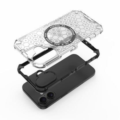 For iPhone 16 Honeycomb Magnetic Ring Shockproof Phone Case(Black) - iPhone 16 Cases by PMC Jewellery | Online Shopping South Africa | PMC Jewellery | Buy Now Pay Later Mobicred