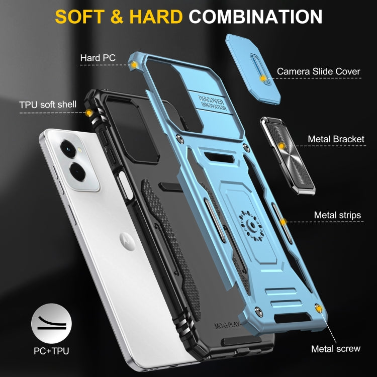 For Motorola Moto G Power 2024 Armor PC + TPU Camera Shield Phone Case(Light Blue) - Motorola Cases by PMC Jewellery | Online Shopping South Africa | PMC Jewellery | Buy Now Pay Later Mobicred