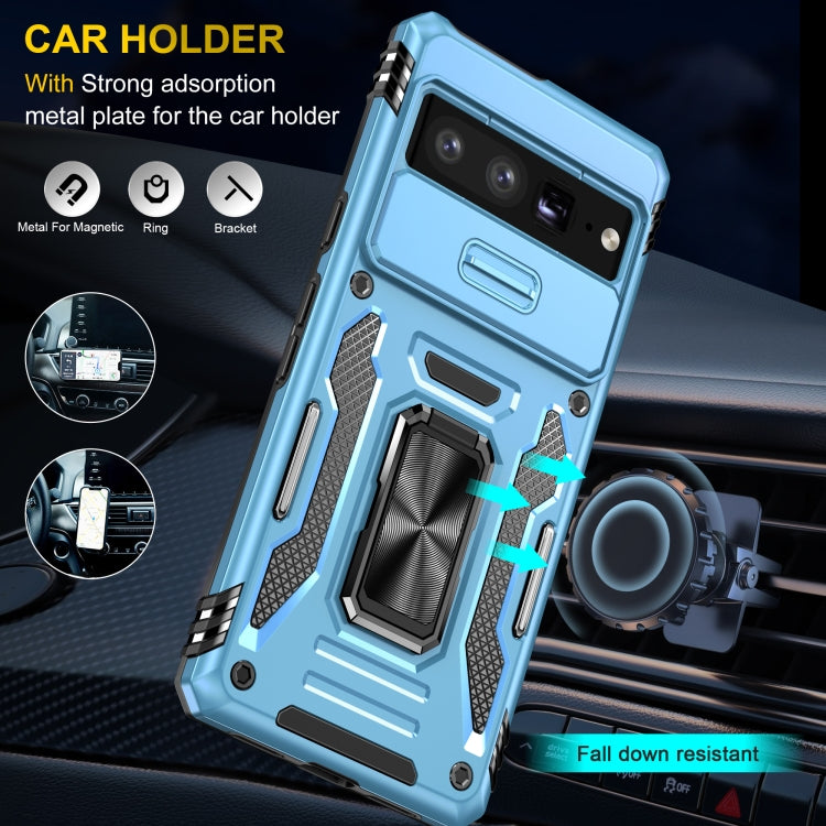 For Google Pixel 9 Pro XL 6.8 Armor PC + TPU Camera Shield Phone Case(Light Blue) - Google Cases by PMC TechLife | Online Shopping South Africa | PMC TechLife | Buy Now Pay Later Mobicred