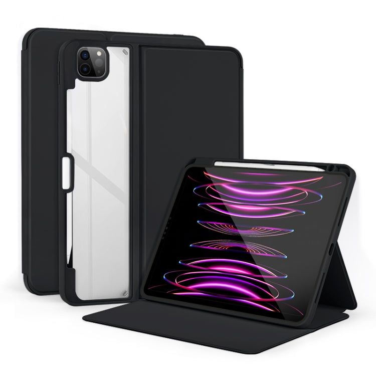 For iPad Air 13 2024 / Pro 12.9 2022 2-Fold Clear Acrylic Leather Tablet Case(Black) - iPad Pro 12.9 (2022/2021) Cases by PMC Jewellery | Online Shopping South Africa | PMC Jewellery | Buy Now Pay Later Mobicred