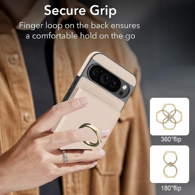 For Google Pixel 9 RFID Anti-theft Card Ring Holder Phone Case(White) - Google Cases by PMC TechLife | Online Shopping South Africa | PMC TechLife | Buy Now Pay Later Mobicred