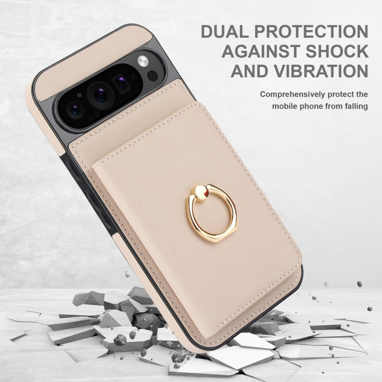 For Google Pixel 9 RFID Anti-theft Card Ring Holder Phone Case(White) - Google Cases by PMC Jewellery | Online Shopping South Africa | PMC Jewellery | Buy Now Pay Later Mobicred