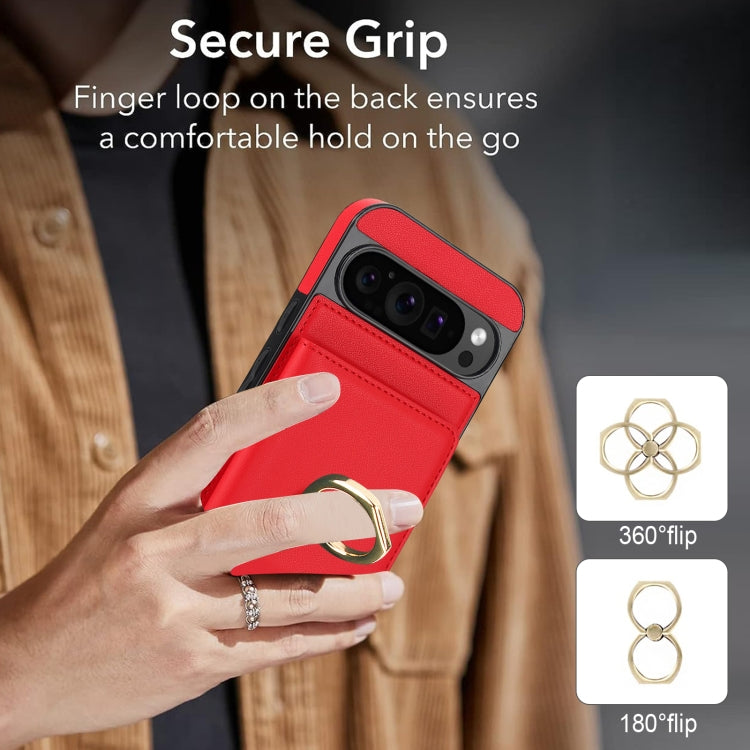 For Google Pixel 9 Pro XL RFID Anti-theft Card Ring Holder Phone Case(Red) - Google Cases by PMC Jewellery | Online Shopping South Africa | PMC Jewellery | Buy Now Pay Later Mobicred