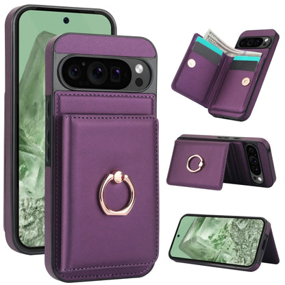 For Google Pixel 9 Pro XL RFID Anti-theft Card Ring Holder Phone Case(Dark Purple) - Google Cases by PMC Jewellery | Online Shopping South Africa | PMC Jewellery | Buy Now Pay Later Mobicred