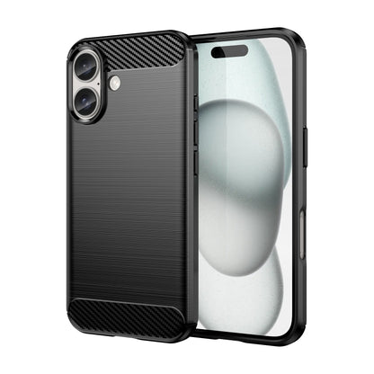 For iPhone 16 Brushed Texture Carbon Fiber TPU Phone Case(Black) - iPhone 16 Cases by PMC Jewellery | Online Shopping South Africa | PMC Jewellery | Buy Now Pay Later Mobicred