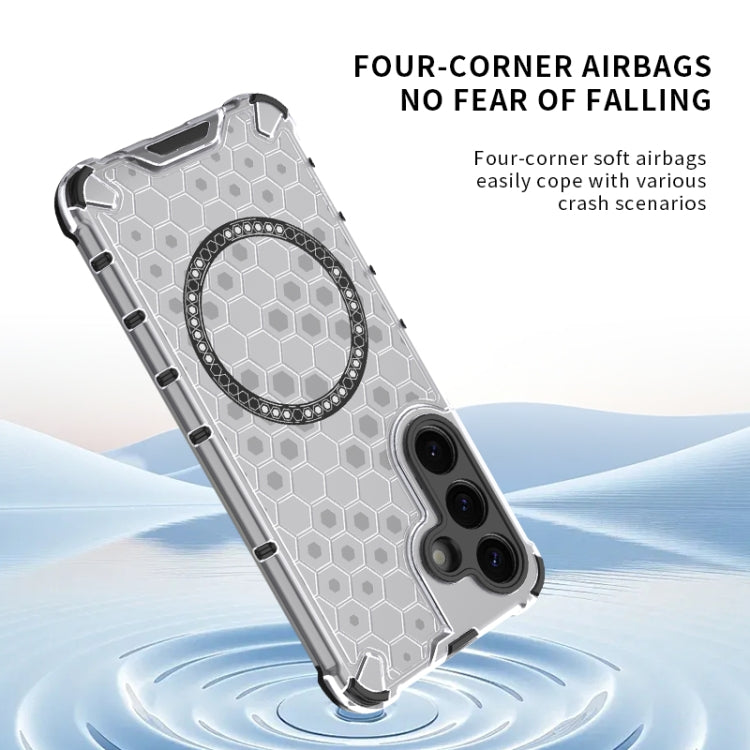 or Samsung Galaxy S25+ 5G Honeycomb Magnetic Ring Shockproof Phone Case(Blue) - Galaxy S25+ 5G Cases by PMC TechLife | Online Shopping South Africa | PMC TechLife | Buy Now Pay Later Mobicred