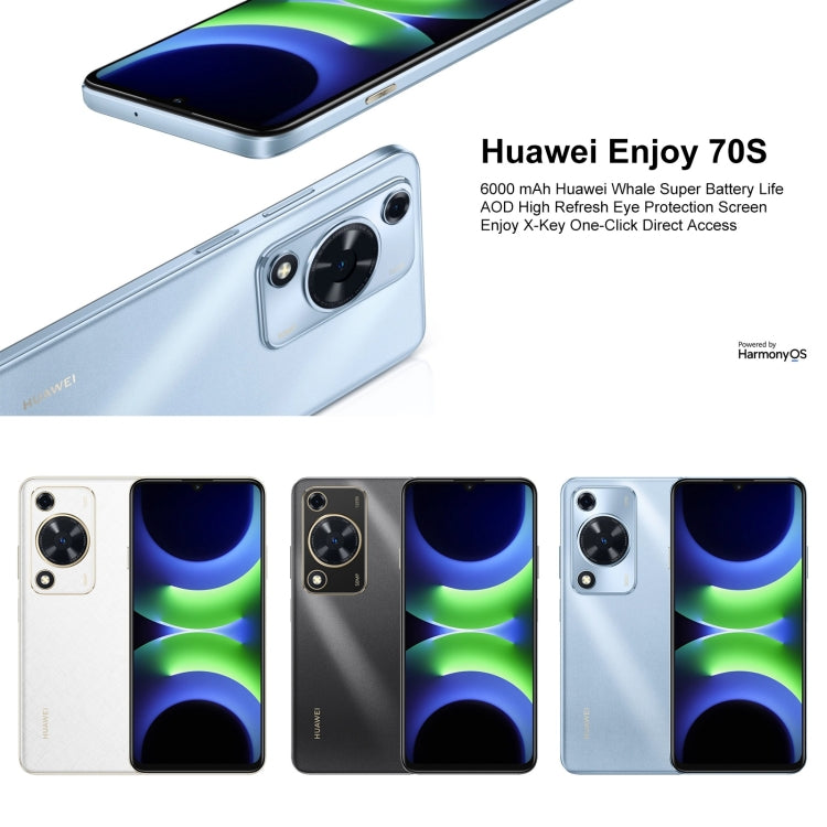 HUAWEI Enjoy 70S, 8GB+128GB, Side Fingerprint Identification, 6.75 inch HarmonyOS 4.2 Octa Core 2.4GHz, Network: 4G, Not Support Google Play(Blue) - Huawei Mate & P by Huawei | Online Shopping South Africa | PMC Jewellery | Buy Now Pay Later Mobicred