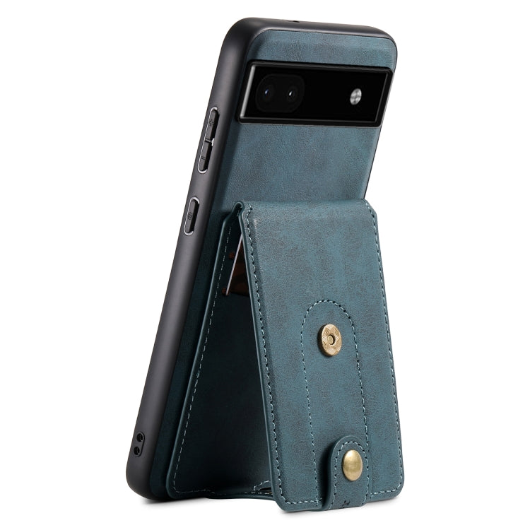 For Google Pixel 6a Denior D14 NK Retro Pattern MagSafe Magnetic Card Holder Leather Phone Case(Blue) - Google Cases by Denior | Online Shopping South Africa | PMC TechLife | Buy Now Pay Later Mobicred