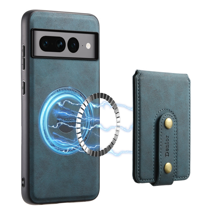 For Google Pixel 7 Pro 5G Denior D14 NK Retro Pattern MagSafe Magnetic Card Holder Leather Phone Case(Blue) - Google Cases by Denior | Online Shopping South Africa | PMC TechLife | Buy Now Pay Later Mobicred