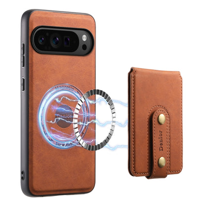 For Google Pixel 9 Pro Denior D14 NK Retro Pattern MagSafe Magnetic Card Holder Leather Phone Case(Brown) - Google Cases by Denior | Online Shopping South Africa | PMC Jewellery | Buy Now Pay Later Mobicred