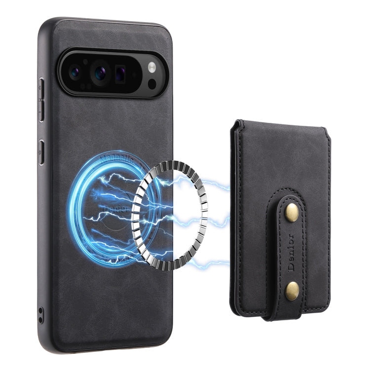 For Google Pixel 9 Pro Denior D14 NK Retro Pattern MagSafe Magnetic Card Holder Leather Phone Case(Black) - Google Cases by Denior | Online Shopping South Africa | PMC TechLife | Buy Now Pay Later Mobicred