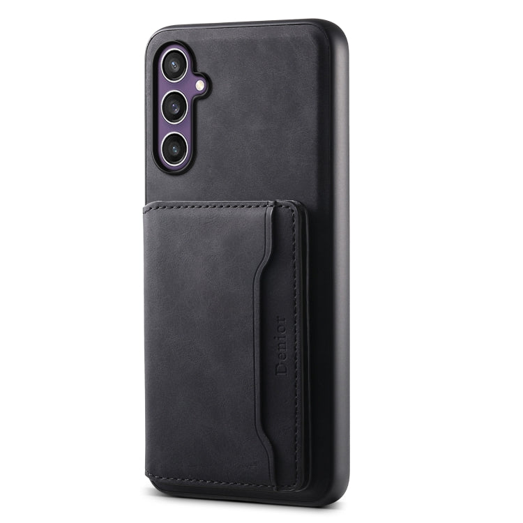 For Samsung Galaxy S24 5G Denior D13 Retro Texture Leather MagSafe Card Bag Phone Case(Black) - Galaxy S24 5G Cases by Denior | Online Shopping South Africa | PMC Jewellery | Buy Now Pay Later Mobicred