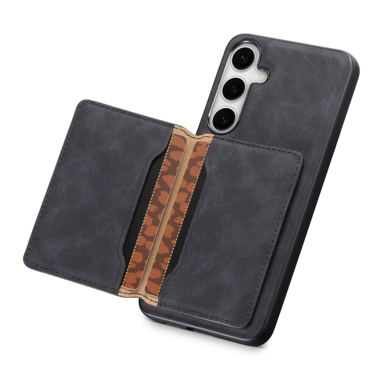 For Samsung Galaxy S24+ 5G Denior D13 Retro Texture Leather MagSafe Card Bag Phone Case(Black) - Galaxy S24+ 5G Cases by Denior | Online Shopping South Africa | PMC Jewellery | Buy Now Pay Later Mobicred