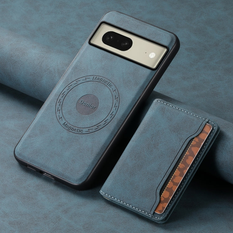 For Google Pixel 8 Denior D13 Retro Texture Leather MagSafe Card Bag Phone Case(Blue) - free shipping - PMC TechLife - Order now!