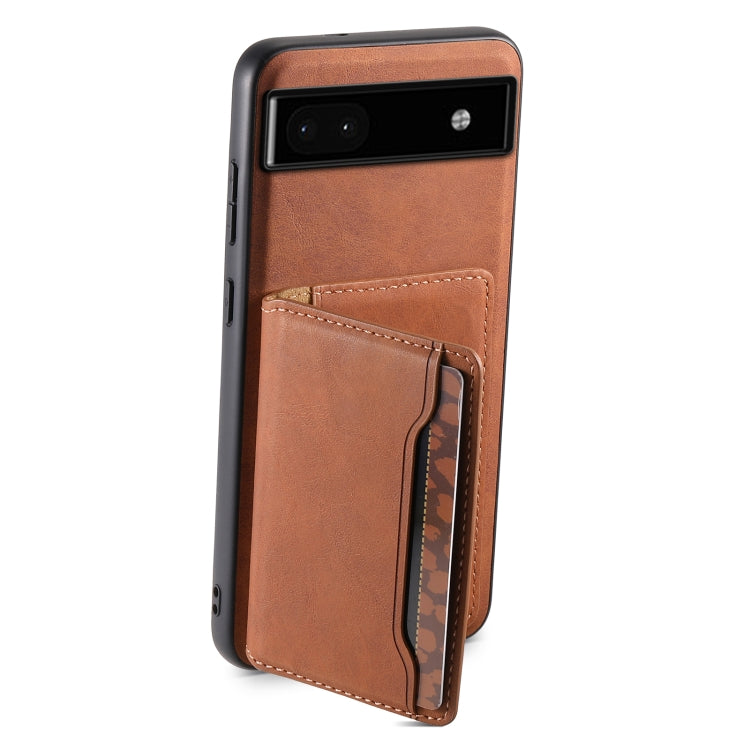 For Google Pixel 6a Denior D13 Retro Texture Leather MagSafe Card Bag Phone Case(Brown) - Google Cases by Denior | Online Shopping South Africa | PMC Jewellery | Buy Now Pay Later Mobicred