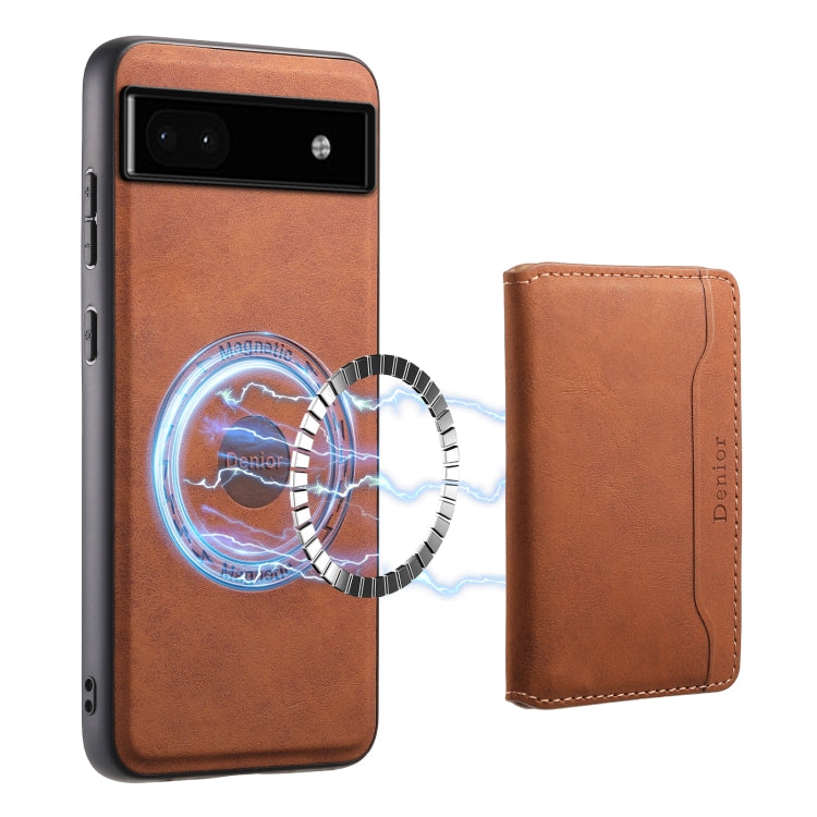 For Google Pixel 6a Denior D13 Retro Texture Leather MagSafe Card Bag Phone Case(Brown) - Google Cases by Denior | Online Shopping South Africa | PMC Jewellery | Buy Now Pay Later Mobicred