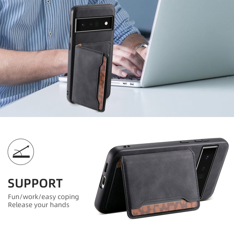 For Google Pixel 6 Pro Denior D13 Retro Texture Leather MagSafe Card Bag Phone Case(Black) - Google Cases by Denior | Online Shopping South Africa | PMC TechLife | Buy Now Pay Later Mobicred