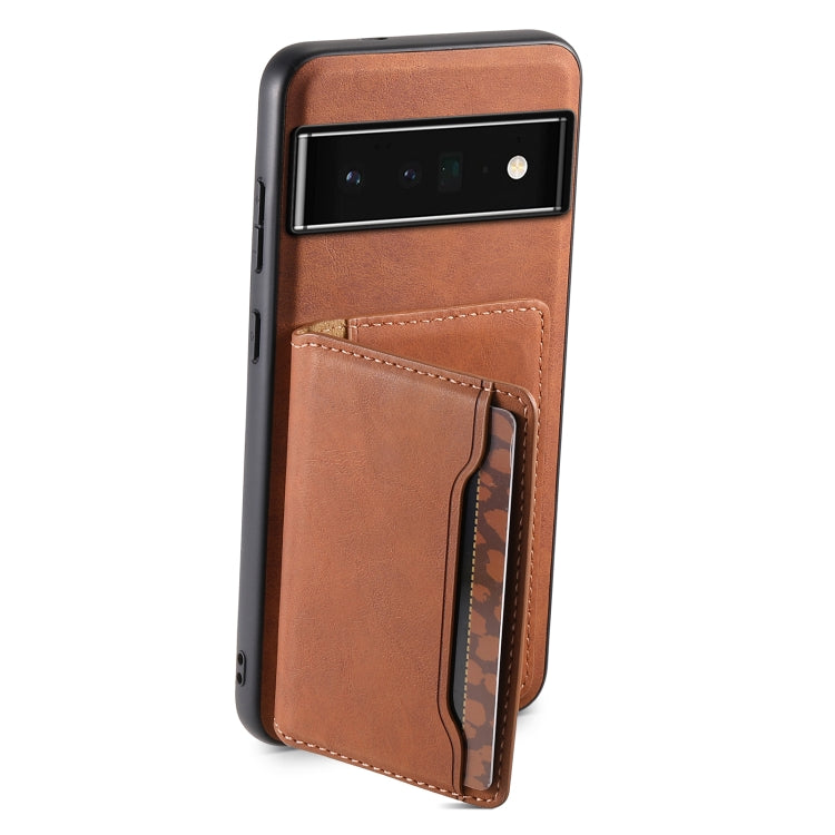 For Google Pixel 6 Pro Denior D13 Retro Texture Leather MagSafe Card Bag Phone Case(Brown) - Google Cases by Denior | Online Shopping South Africa | PMC Jewellery | Buy Now Pay Later Mobicred