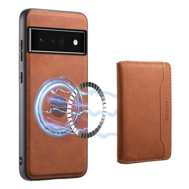 For Google Pixel 6 Pro Denior D13 Retro Texture Leather MagSafe Card Bag Phone Case(Brown) - Google Cases by Denior | Online Shopping South Africa | PMC Jewellery | Buy Now Pay Later Mobicred