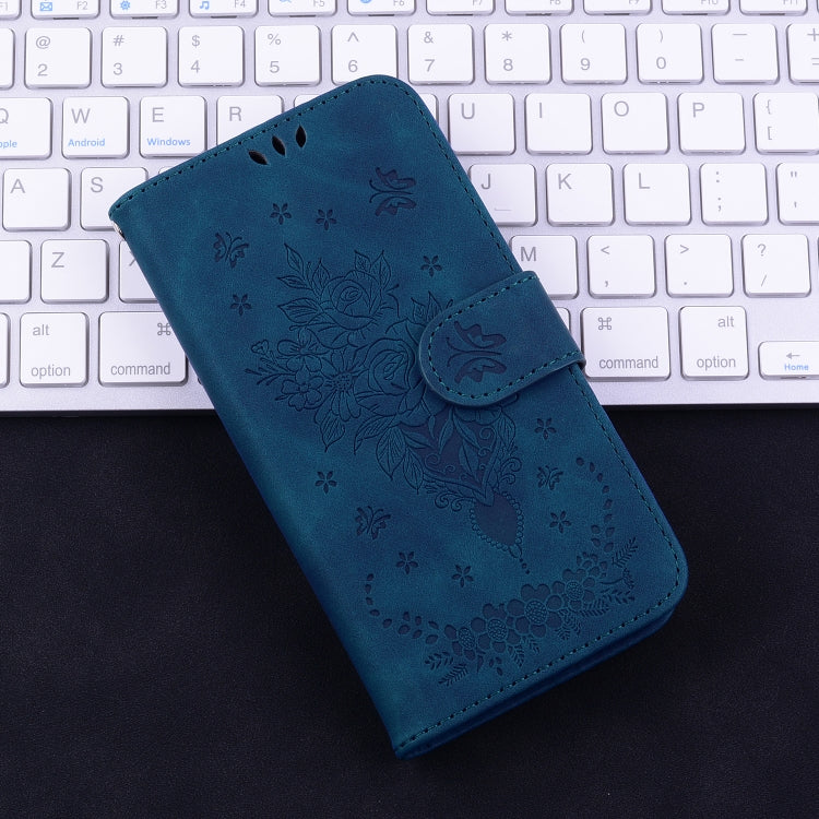 For iPhone 16e Butterfly Rose Embossed Leather Phone Case(Blue) - iPhone 16e Cases by PMC TechLife | Online Shopping South Africa | PMC TechLife | Buy Now Pay Later Mobicred