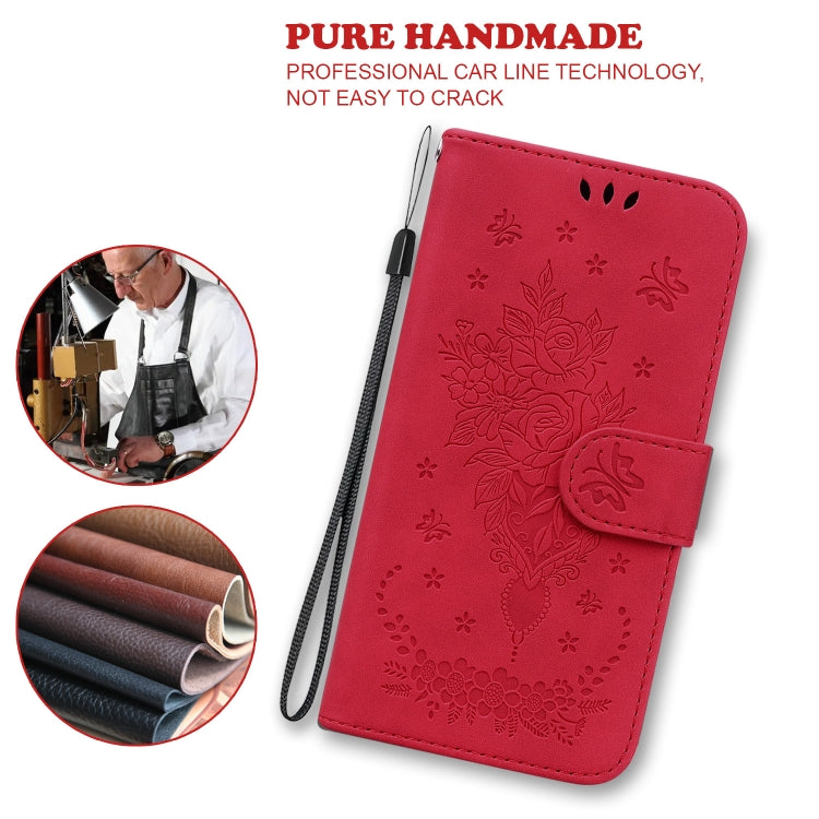 For iPhone SE 2024 Butterfly Rose Embossed Leather Phone Case(Red) - More iPhone Cases by PMC Jewellery | Online Shopping South Africa | PMC Jewellery | Buy Now Pay Later Mobicred