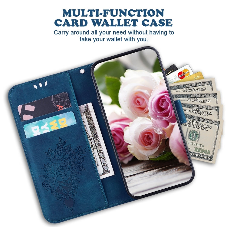 For iPhone 16 Pro Max Butterfly Rose Embossed Leather Phone Case(Blue) - iPhone 16 Pro Max Cases by PMC TechLife | Online Shopping South Africa | PMC TechLife | Buy Now Pay Later Mobicred