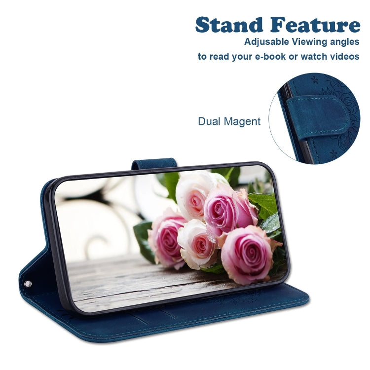 For iPhone 16 Pro Max Butterfly Rose Embossed Leather Phone Case(Blue) - iPhone 16 Pro Max Cases by PMC TechLife | Online Shopping South Africa | PMC TechLife | Buy Now Pay Later Mobicred