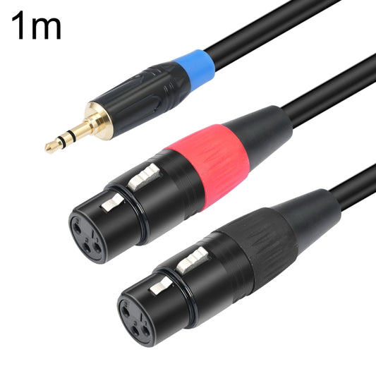 TC195BUXK107RE 3.5mm Male to Dual XLR 3pin Female Audio Cable, Length:1m(Black) - Microphone Audio Cable & Connector by PMC Jewellery | Online Shopping South Africa | PMC Jewellery | Buy Now Pay Later Mobicred