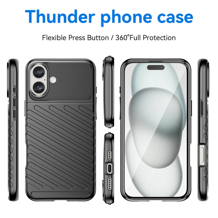For iPhone 16 Plus Thunderbolt Shockproof Soft TPU Phone Case(Black) - free shipping - PMC TechLife - Order now!