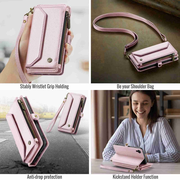 For iPhone XR CaseMe C36 Card Slots Zipper Wallet RFID Anti-theft Leather Phone Case(Pink) - More iPhone Cases by CaseMe | Online Shopping South Africa | PMC Jewellery | Buy Now Pay Later Mobicred