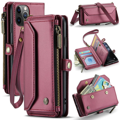 For iPhone 11 Pro Max CaseMe C36 Card Slots Zipper Wallet RFID Anti-theft Leather Phone Case(Wine Red) - iPhone 11 Pro Max Cases by CaseMe | Online Shopping South Africa | PMC Jewellery | Buy Now Pay Later Mobicred