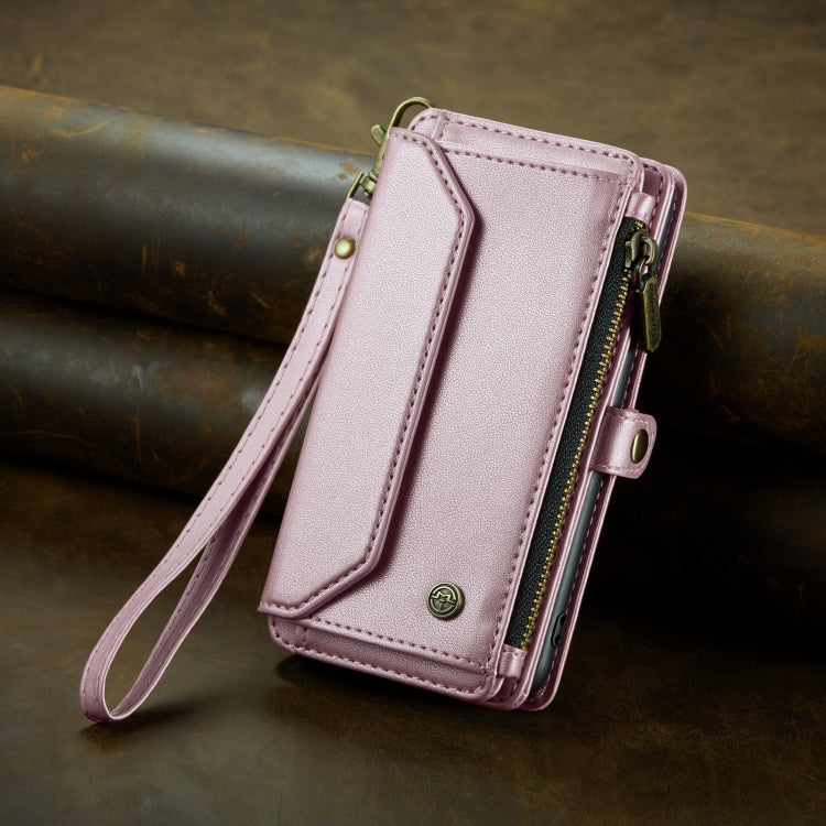 For iPhone 12 Pro CaseMe C36 Card Slots Zipper Wallet RFID Anti-theft Leather Phone Case(Pink) - iPhone 12 / 12 Pro Cases by CaseMe | Online Shopping South Africa | PMC Jewellery | Buy Now Pay Later Mobicred