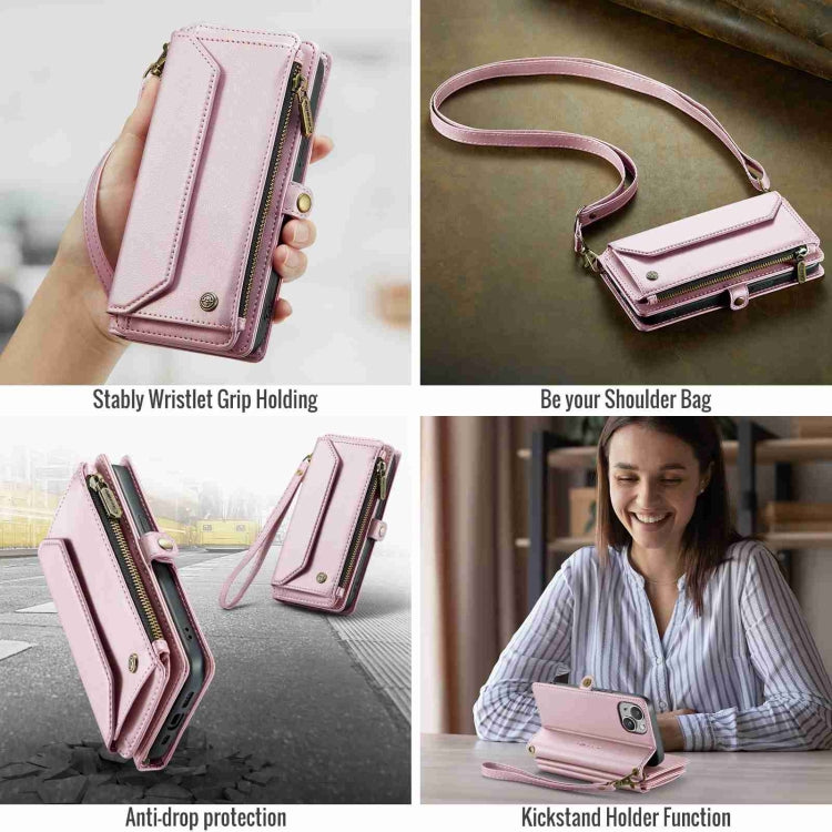 For iPhone 14 Plus CaseMe C36 Card Slots Zipper Wallet RFID Anti-theft Leather Phone Case(Pink) - iPhone 14 Plus Cases by CaseMe | Online Shopping South Africa | PMC Jewellery | Buy Now Pay Later Mobicred