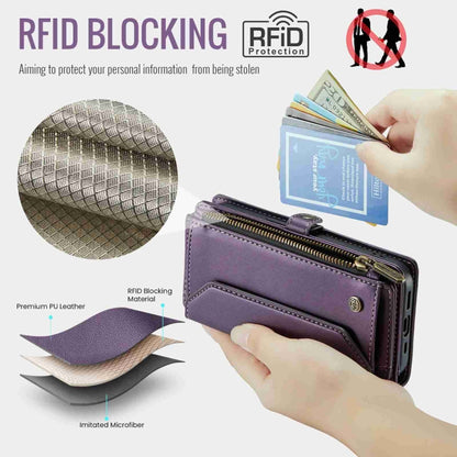 For iPhone 15 Plus CaseMe C36 Card Slots Zipper Wallet RFID Anti-theft Leather Phone Case(Purple) - iPhone 15 Plus Cases by CaseMe | Online Shopping South Africa | PMC Jewellery | Buy Now Pay Later Mobicred