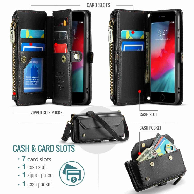 For iPhone 8 / 7 / 6 CaseMe C36 Card Slots Zipper Wallet RFID Anti-theft Leather Phone Case(Black) - More iPhone Cases by CaseMe | Online Shopping South Africa | PMC Jewellery | Buy Now Pay Later Mobicred