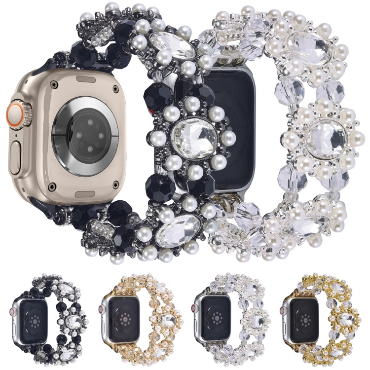 For Apple Watch 42mm Beaded Pearl Gemstone Bracelet Watch Band(Light Gold) - free shipping - PMC TechLife - Order now!